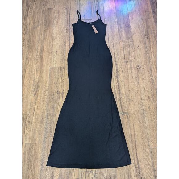 SKIMS Soft Lounge Long Ribbed Slip Dress Onyx AP-DRS-0596 Size Large - Picture 10 of 11